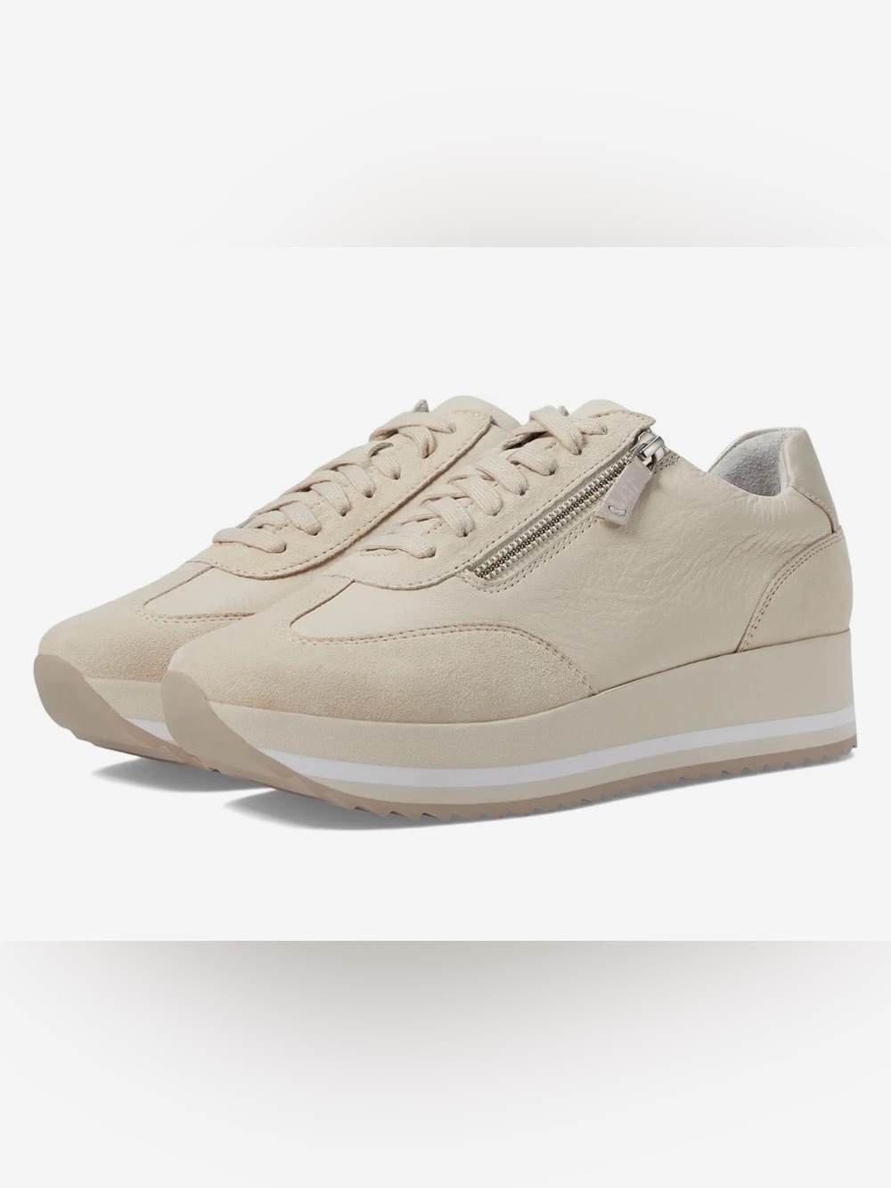 Johnston & Murphy Women's Gracie 8M Bone Platform zip up  Sneakers- Comfortable